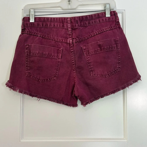 Free People Shorts Purple Cotton Stretch Denim 5 Pocket Cut Off Frayed (M) - Picture 2 of 2